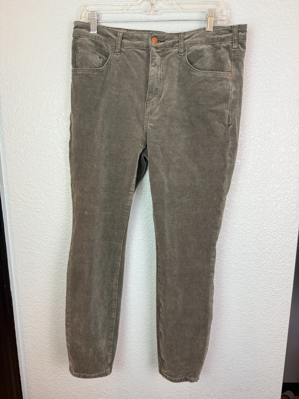 Pilcro Pants Womens 31 Gray Corduroy High Rise Skinny Ankle Stretch Casual